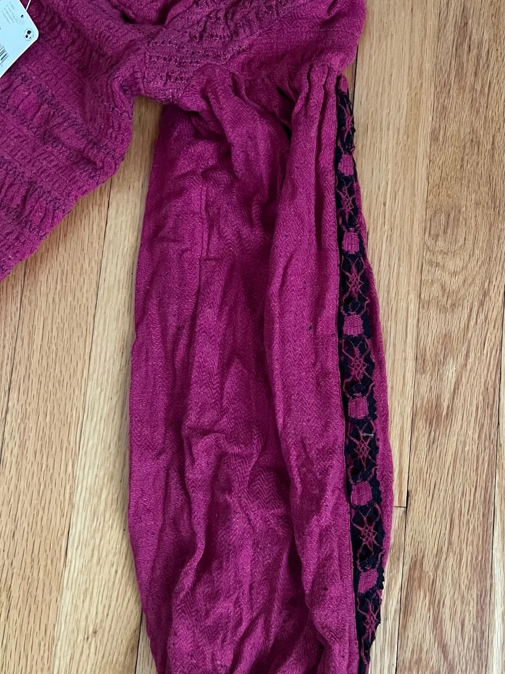 NWT Free People Rose Embroidered Maggie Peasant Sleeve Bohemian Top